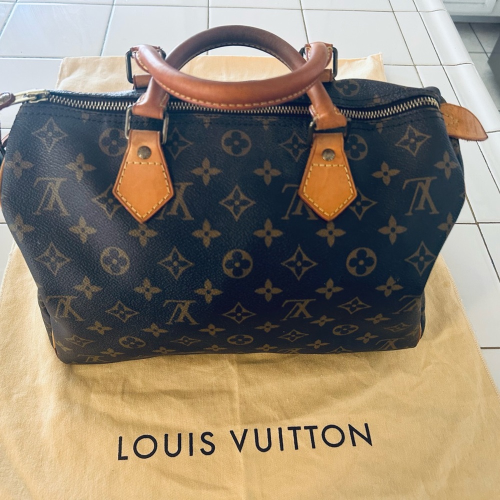 Louis Vuitton Black and Brown Monogram Satchel - Speedy